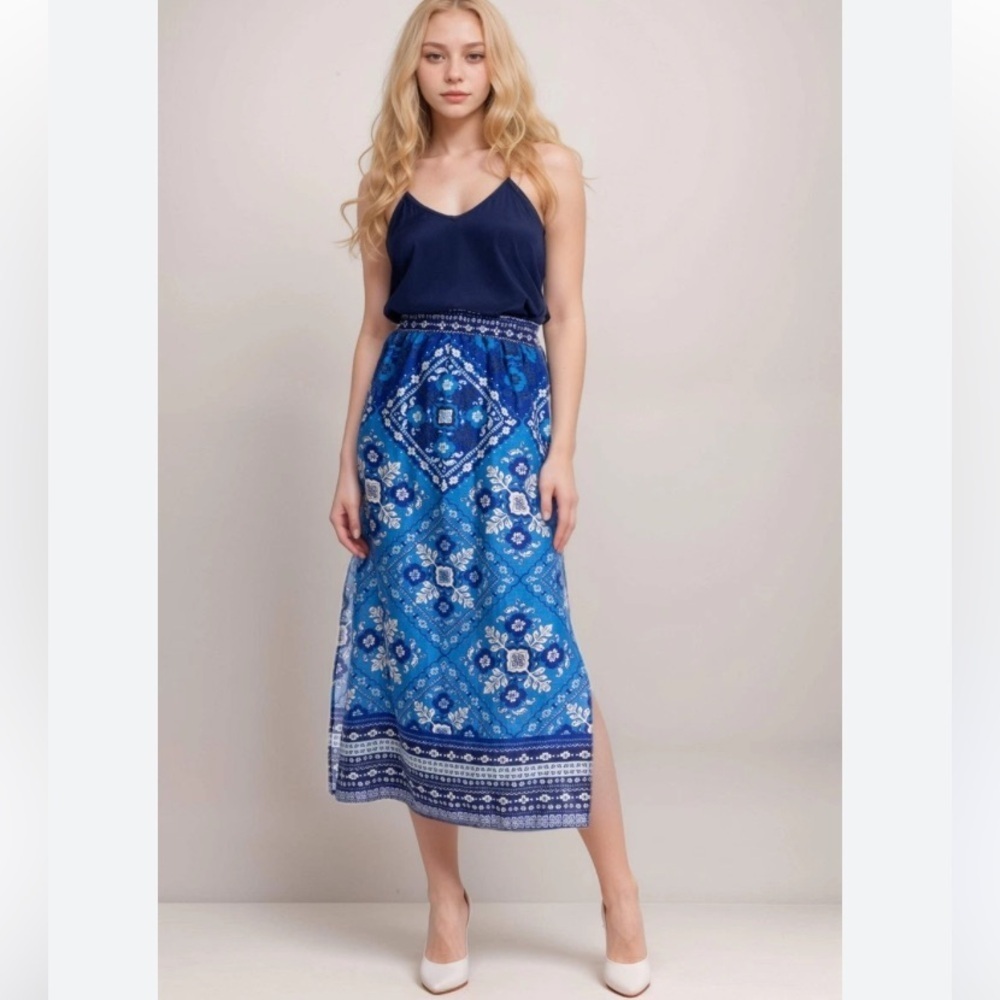 Johnny Was High Slit Linen Skirt NWT in Ciena Boho Chic